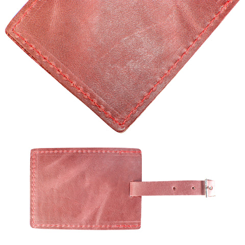 TPK Leather Line – Premium Leather Golf Bag Tag, Rectangular, Red