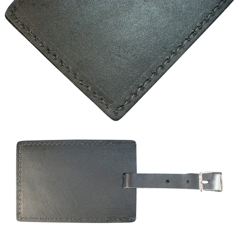 TPK Leather Line – Premium Leather Golf Bag Tag, Rectangular, Ebony Black