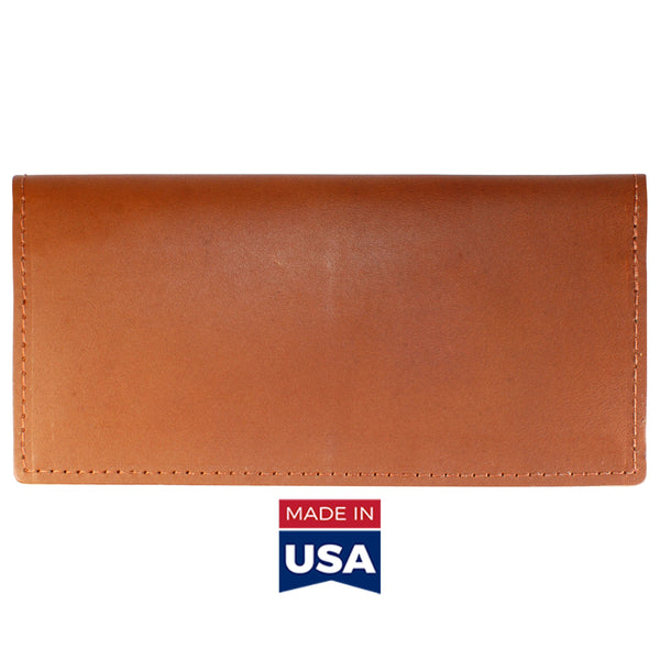TPK Checkbook Holder - Chestnut Brown, Full Grain Leather