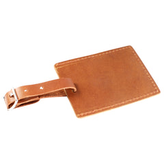 TPK Leather Line – Premium Leather Golf Bag Tag, Rectangular, English Tan