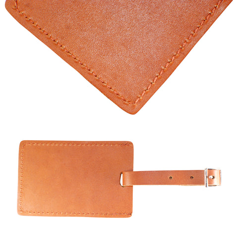 TPK Leather Line – Premium Leather Golf Bag Tag, Rectangular, Burbon Red