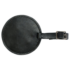 TPK Leather Line – Premium Leather Golf Bag Tag, Round, Ebony Black