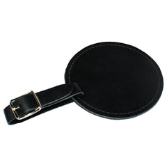 TPK Leather Line – Premium Leather Golf Bag Tag, Round, Ebony Black