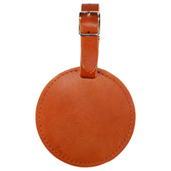 TPK Leather Line – Premium Leather Golf Bag Tag, Round, English Tan