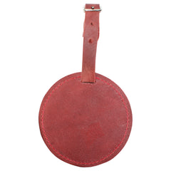 TPK Leather Line – Premium Leather Golf Bag Tag, Round, Red