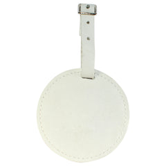 TPK Leather Line – Premium Leather Golf Bag Tag, Round, White Pearl
