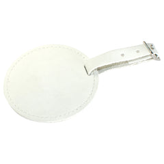 TPK Leather Line – Premium Leather Golf Bag Tag, Round, White Pearl