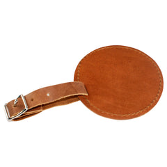TPK Leather Line – Premium Leather Golf Bag Tag, Round, Bourbon Red