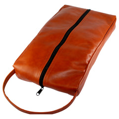 TPK Full Grain Leather  Shoe Bag, Chestnut Brown