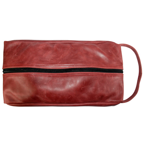 TPK Full Grain Leather  Shoe Bag, Burgundy Red