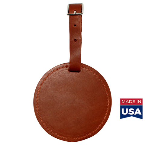 TPK Leather Line – Premium Leather Golf Bag Tag, Round, Brown