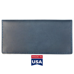 TPK Checkbook Holder - Ocean Blue, Premium Full Grain Leather