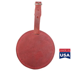 TPK Leather Line – Premium Leather Golf Bag Tag, Round, Red