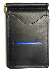 Police Officer Wallet - Black, Full Grain Leather Wallet, Thin Blue Line